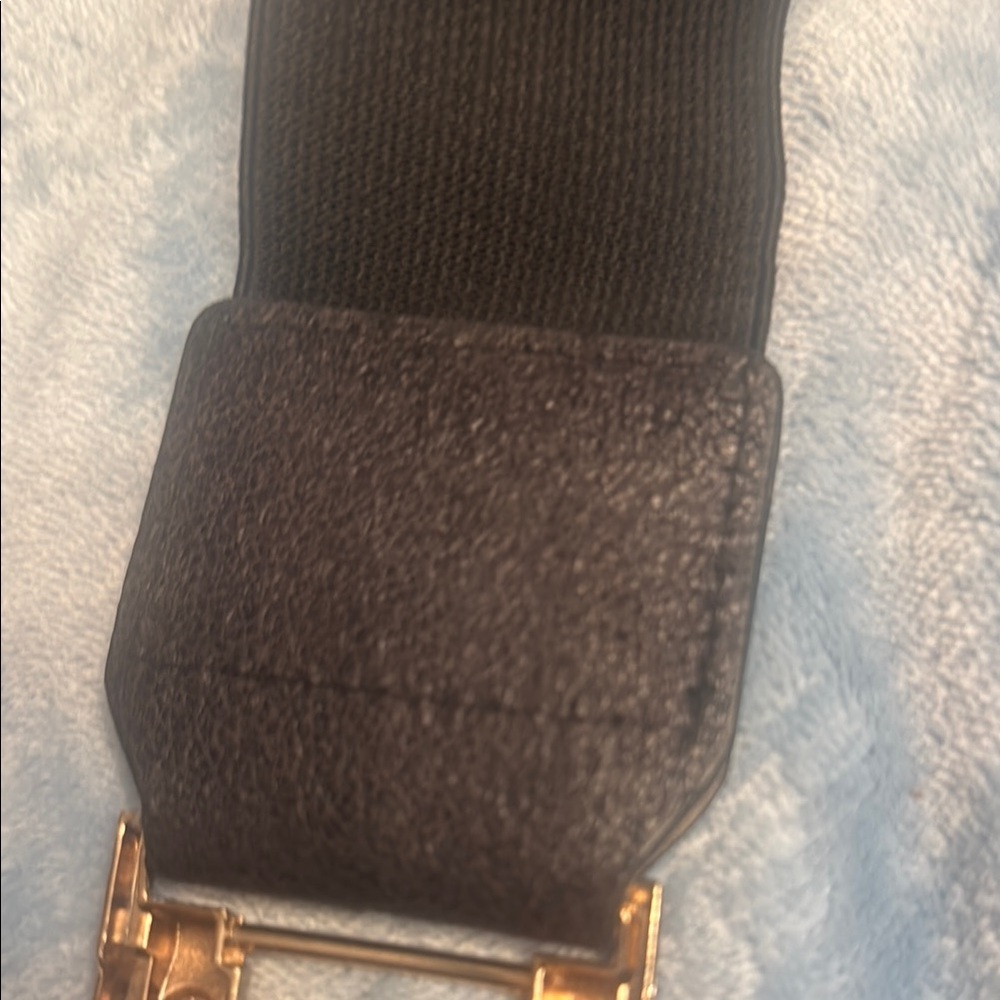 Zara Black Elastic Belt with Gold Buckle - Picture 3 of 3